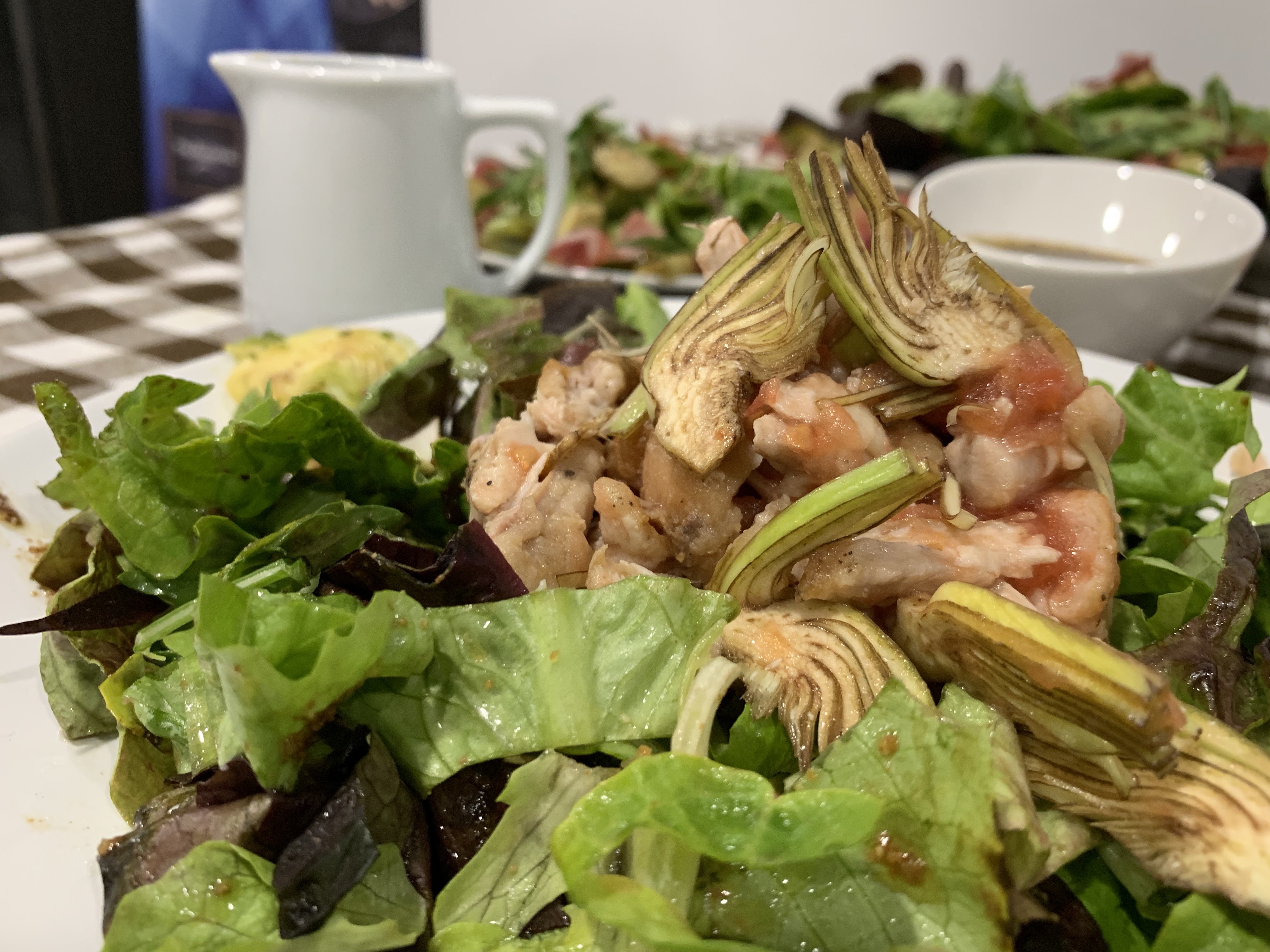 Ensalada de alcachofas con jamón y vinagreta de carquiñolis - Chef Sousa